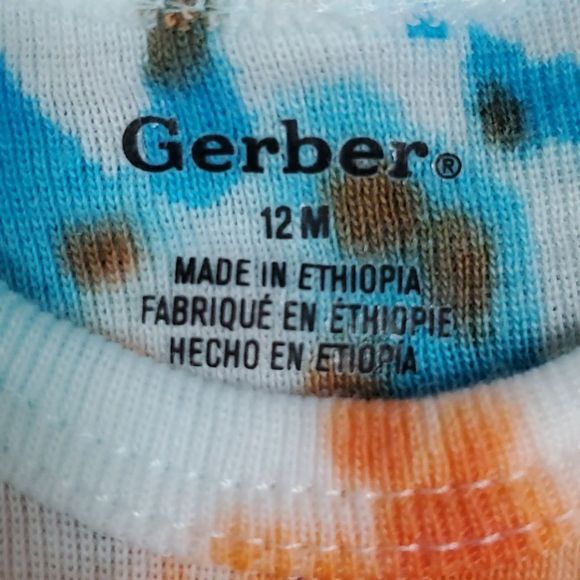 NEW Gerber 12 month tie dye onesie orange blue - Picture 2 of 5